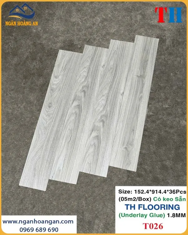 Sàn Nhựa Giả Gỗ Có Keo Sẵn THFLoor TH026 Dày 1.8mm
